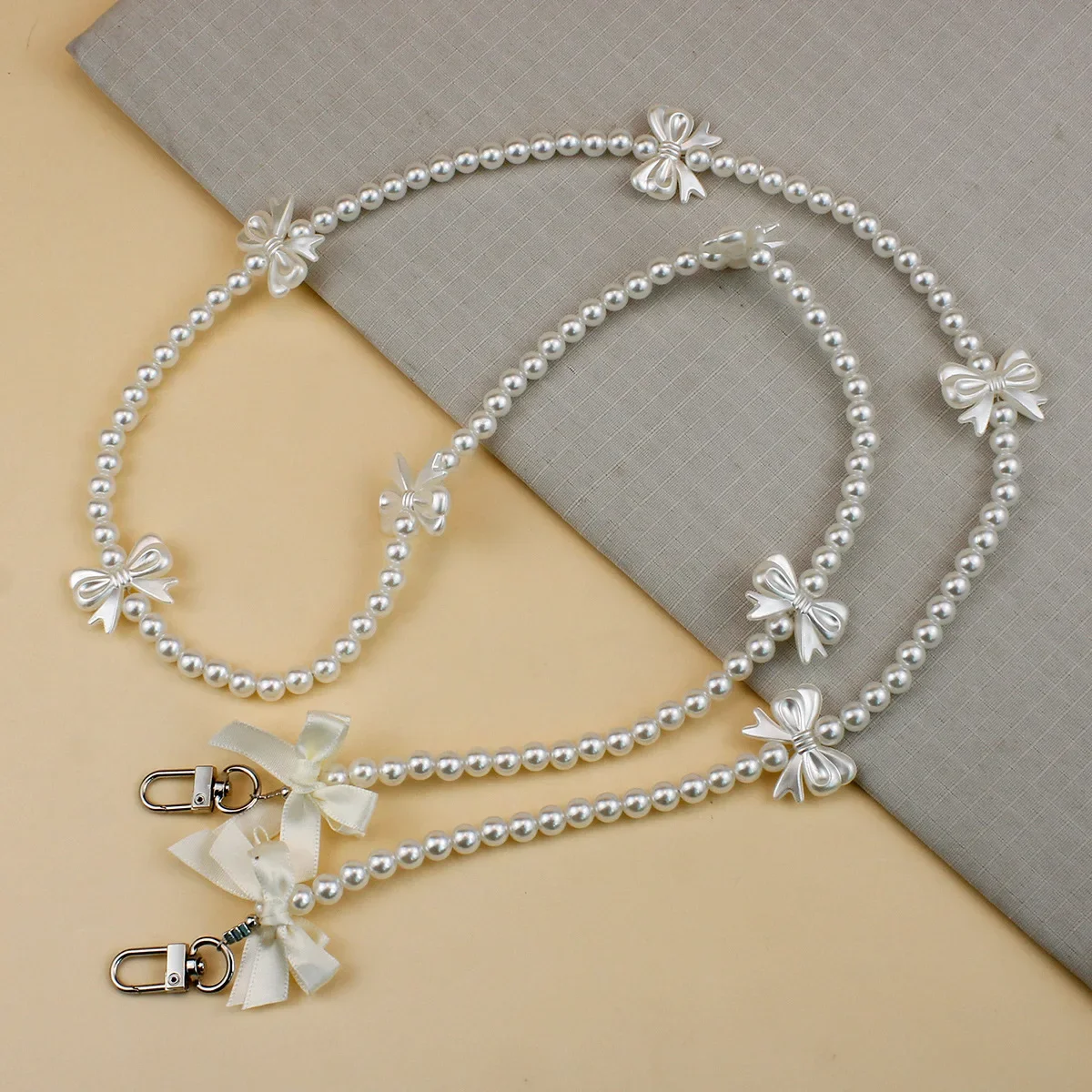 Bowknot اللؤلؤ حقيبة سلسلة الهاتف الحبل حقيبة يد مقابض محفظة استبدال طويل مطرز سلسلة الكتف الهاتف المحمول حقيبة الأشرطة حزام #6