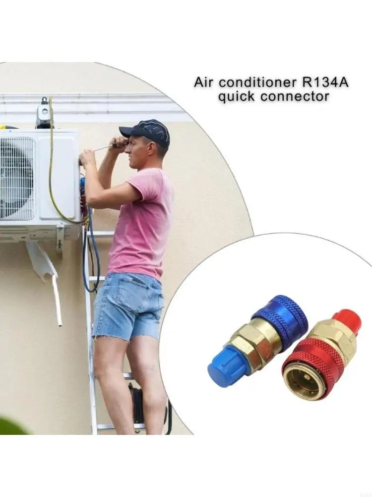 R134A Adapter Set Coupling Adapters Quick Coupler Copper Cooling Systems Repair Tool for Refrigeration Service