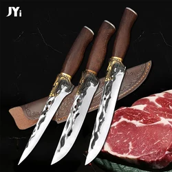 Forged Carbon Steel Boning Knife Butcher Cutter Kitchen Meat Cleaver Handmade Fishing Barbecue Knife with Gift Cover