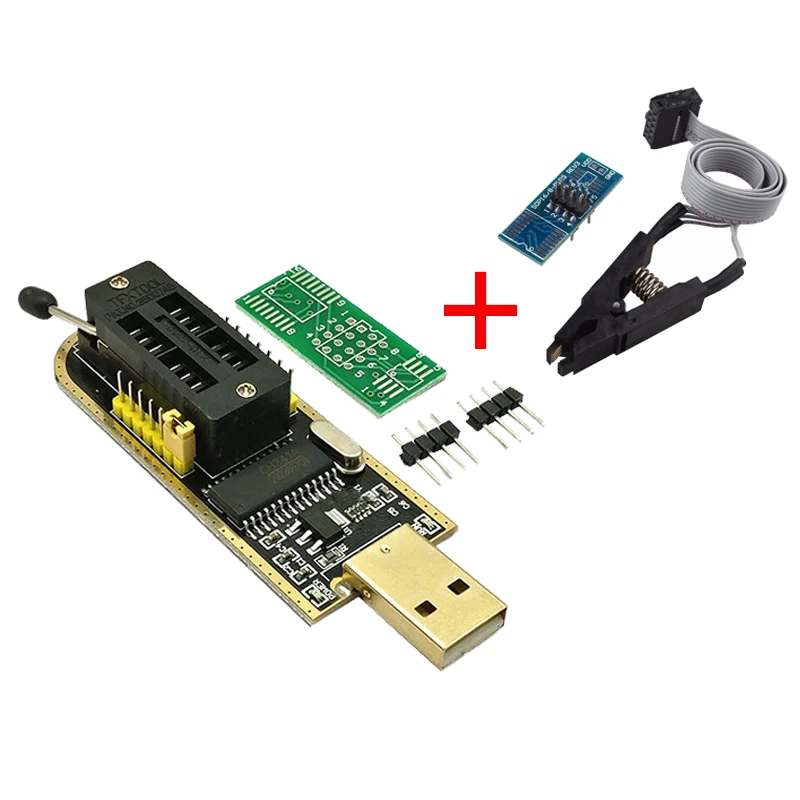 CH341A 24 25 Series EEPROM Flash BIOS USB Programmer Module + SOIC8 SOP8 Test Clip For EEPROM 93CXX / 25CXX / 24CXX