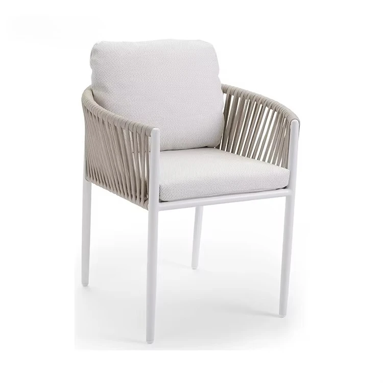 & Modern Design Outdoor Aluminum Frame Rope Woven Lightweight Durable Patio Dining Chair