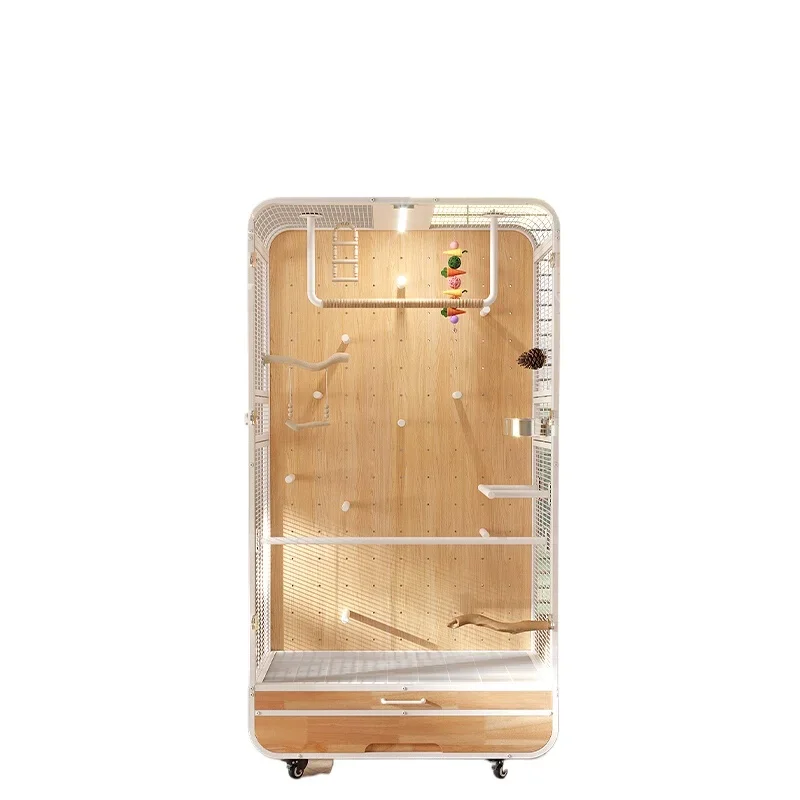 Large bird cage parrot villa panoramic luxury solid wood ecological cabinet gray machine Gang Xuanfeng monk DIY station pole