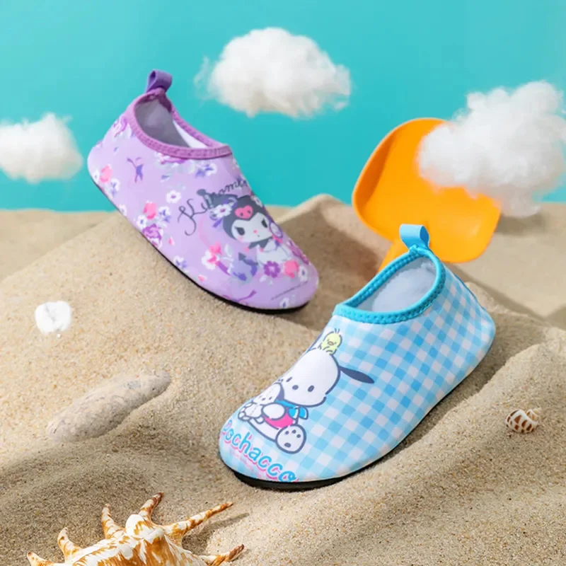 MINISO Senrio Hello Kitty Child Diving Shoes Cute Non-slip Breathable Comfortable Beach Shoes Cartoon Kuromi Durable Sea Shoes