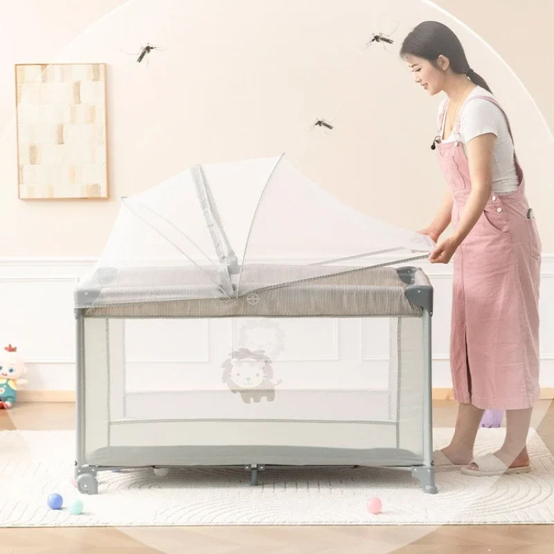 2025 New Portable Foldable Baby Bed Suitable for Newborn Multifunctional Cradle Bed with Mosquito Net, Mattress, Cooling Pad