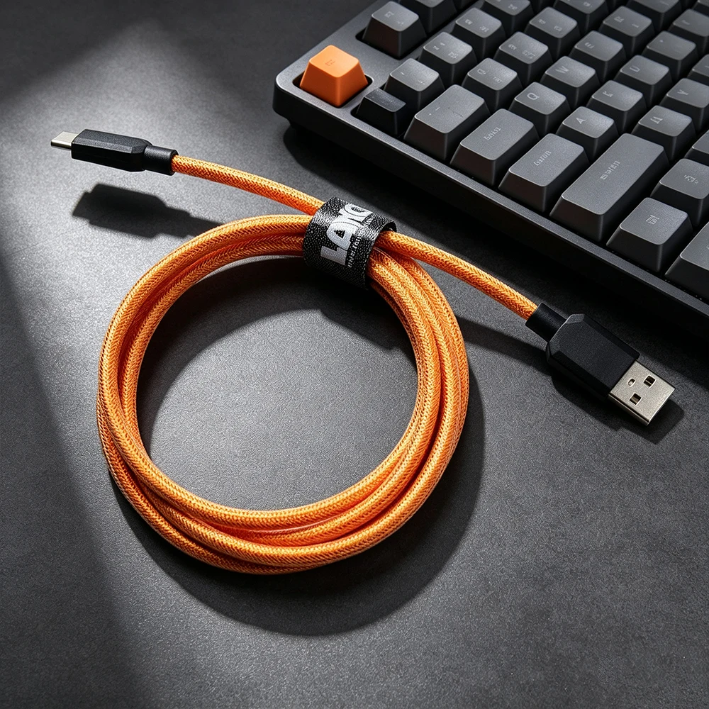 【LANO】New White Dark Blue USB to Type C Double-Sleeved Mechanical Keyboard Cable Mobile Type C Cable For Gaming Keyboard Office