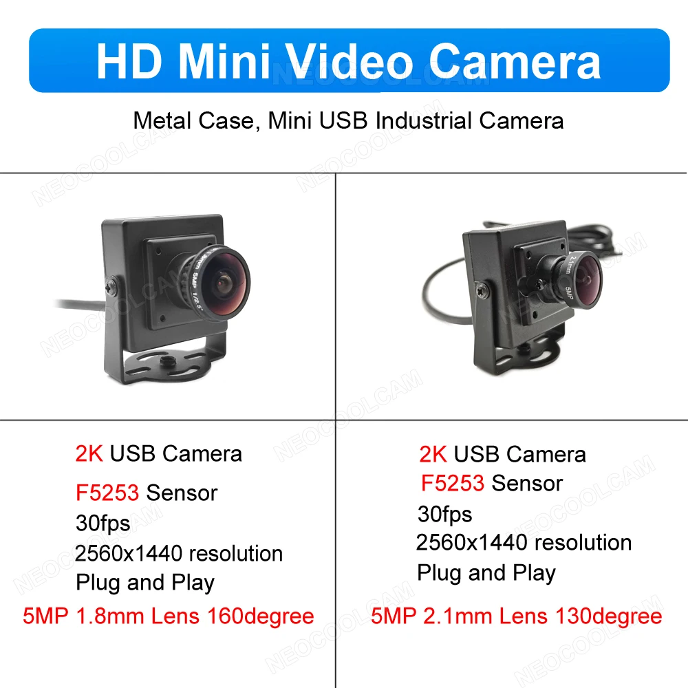 2K Mini USB Webcam Wide Angle 160/130 degree 4MP 30fps High Speed Plug And Play Live Streaming Usb Camera for Youtube/Tiktok/OBS