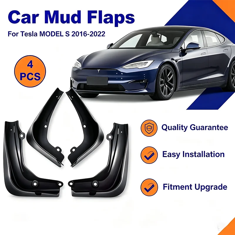 For Tesla Model S 2016-2022 Front Rear Mud Flaps 4Pcs Splash Guards Wheel Fender Mudguards Exterior Protection
