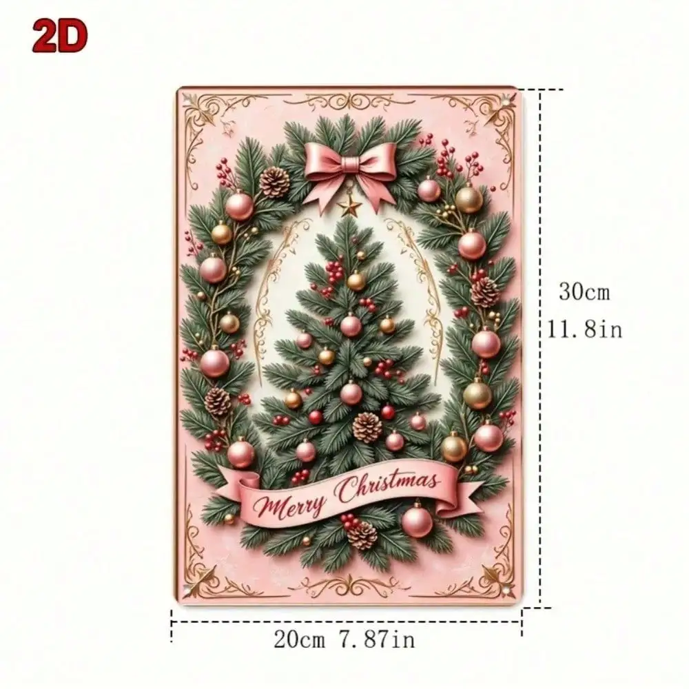 Vintage Metal Tin Sign 8x12 Inch Retro Christmas Tree Wall Decor Home Bar