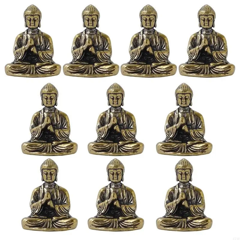 E74E 10Pcs/set Shakyamuni Buddhas Statue Small Ornaments Brass Figurine Artistic Religious Desktop Decorations Crafts