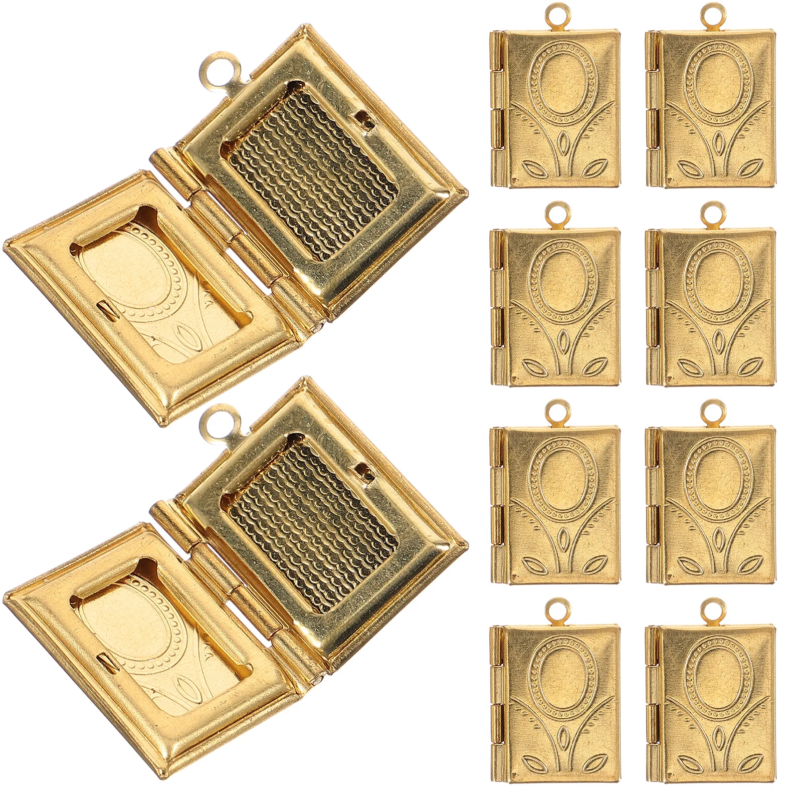 

10pcs Copper Photo Box Locket Charm Locket Charms For Bracelets Necklace Making Kits Rectangle Design Pendant Charms Picture