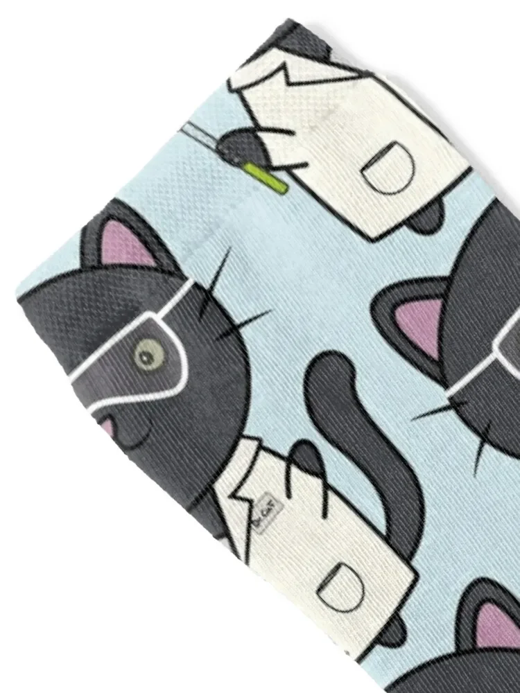 Cute scientist cat - research cat - cat in laboratory Socks Soccer christmas gifts Mens Socks Women's