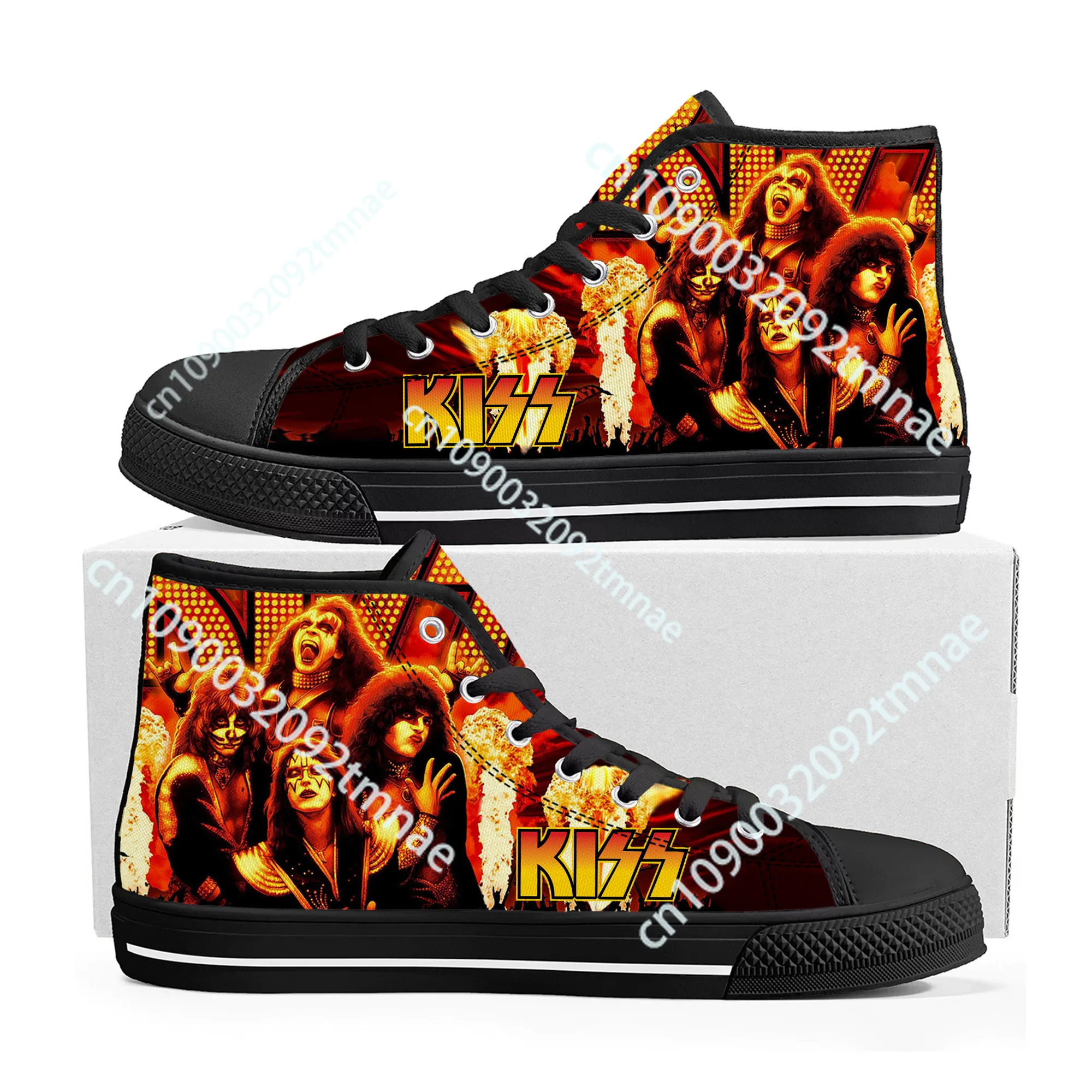 

Heavy Metal Kiss Rock Band High Top High Quality Sneakers Mens Womens Teenager Canvas Sneaker Casual Couple Shoes Custom Shoe