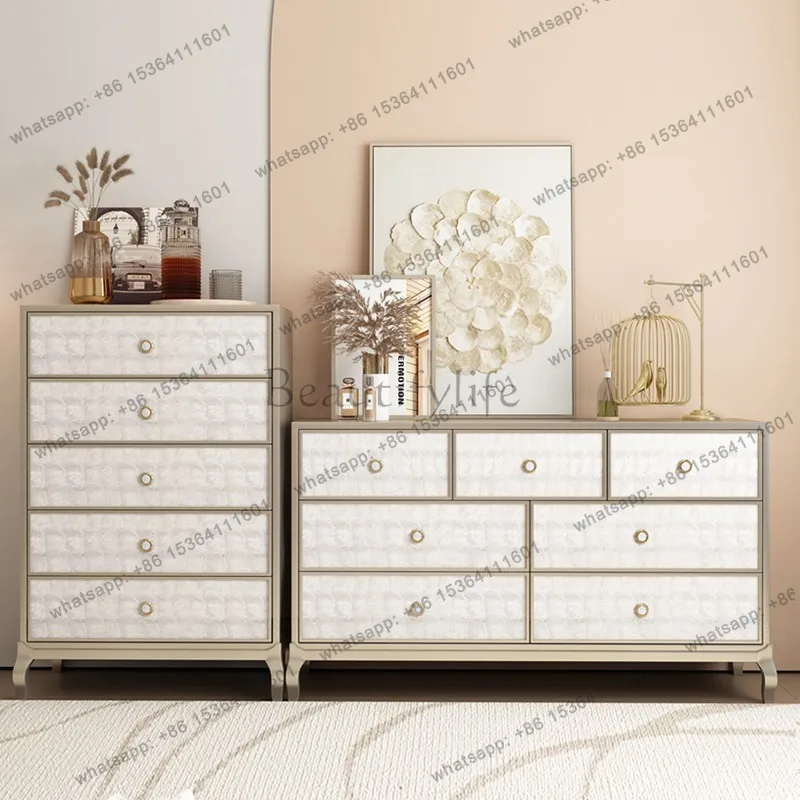 LX American light luxury solid wood seven chest cabinet bedroom TV cabinet modern simple living room storage drawer shell