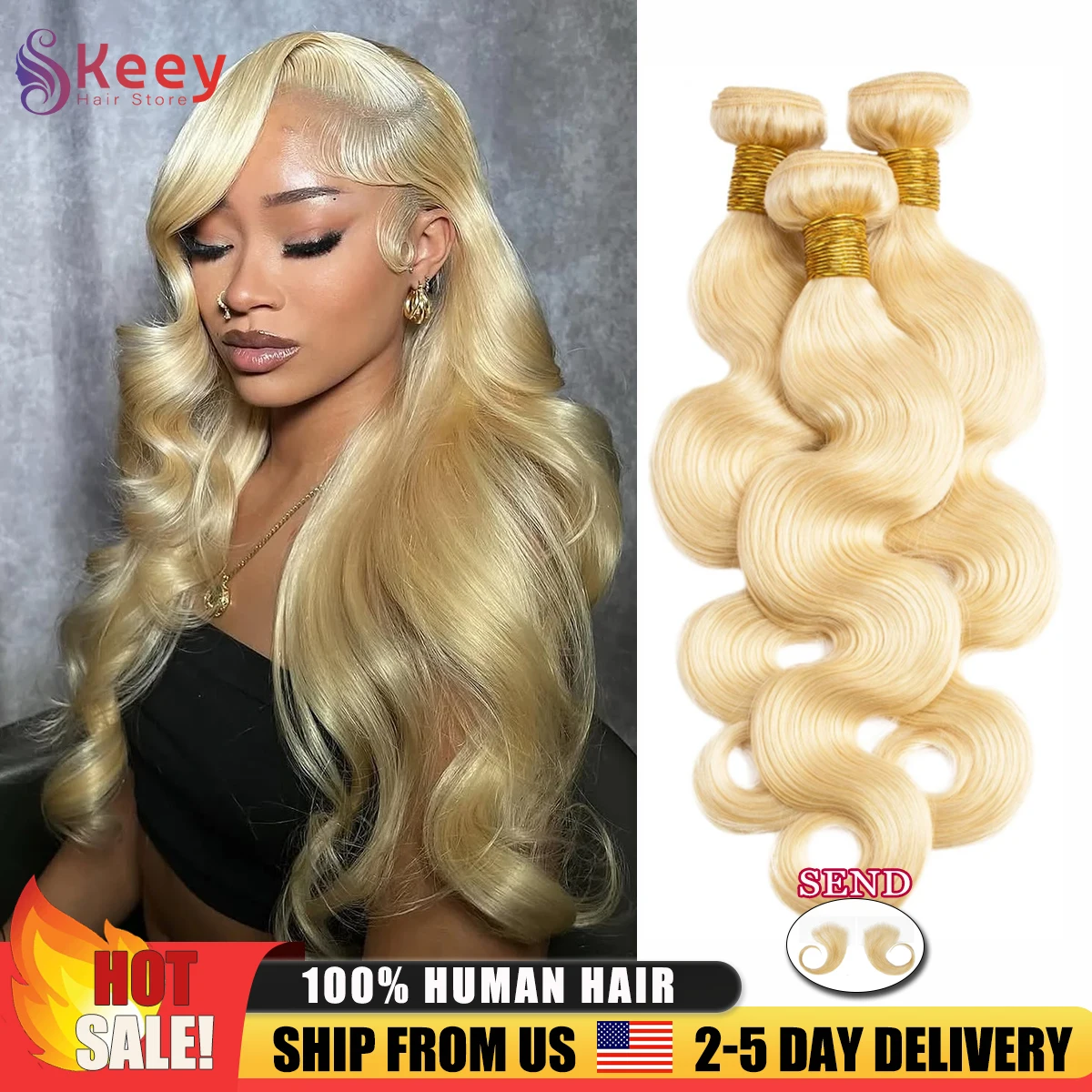 

30-дюймовые 613 пучки человеческих волос 16A Объемная волна Пучки человеческих волос 100% необработанные светлые пучки волос для наращивания волос для женщин