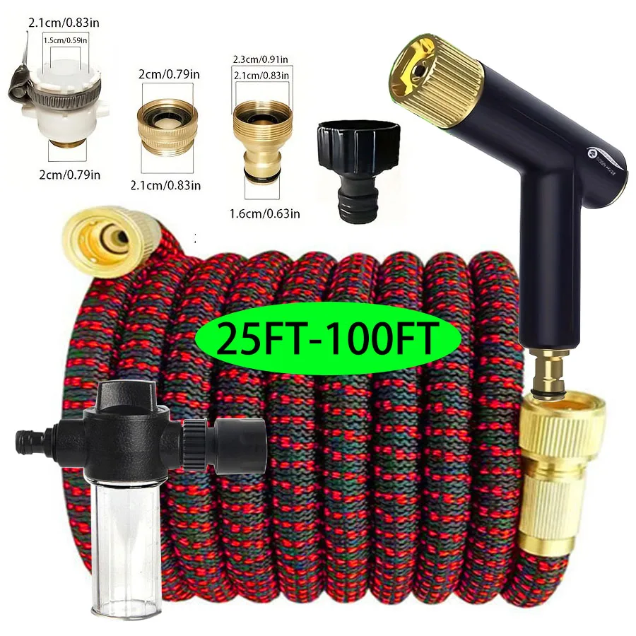 

25FT-100FT Garden Hose Expandable Magic Water Pipes Home Garden Daily Watering Tools High-Pressure Car Wash Cleaning Water Gun