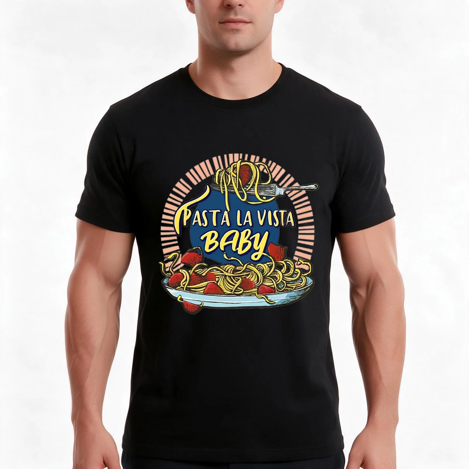 PASTA LA VISTA BABY T-Shirt, Summer Casual Cotton Tee, Oversized Streetwear Tops, Vintage Graphic Print, Loose Fit Short Sleeve