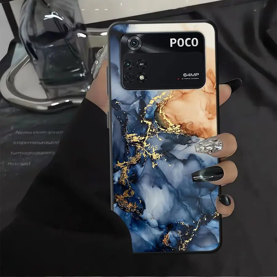 حافظة لهاتف Xiaomi Poco M5 C50 C71 C61 F3 C75 F1 X3 X4 X5 X7 Pro M3 M4 M7 Pro C40 غطاء هاتف ناعم أسود رخامي جميل