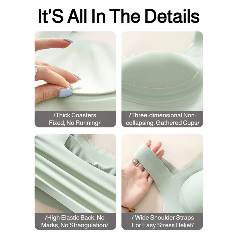 สปอร์ตบราสำหรับผู้หญิง, บราไร้สายแบบนุ่ม รองรับทรง ยกกระชับ ป้องกันการหย่อนคล้อย, ชุดชั้นในแบบรัดหลัง, สำหรับใช้ในชีวิตประจำวัน/โยคะ/ฟิตเนส/ออกกำลังกาย