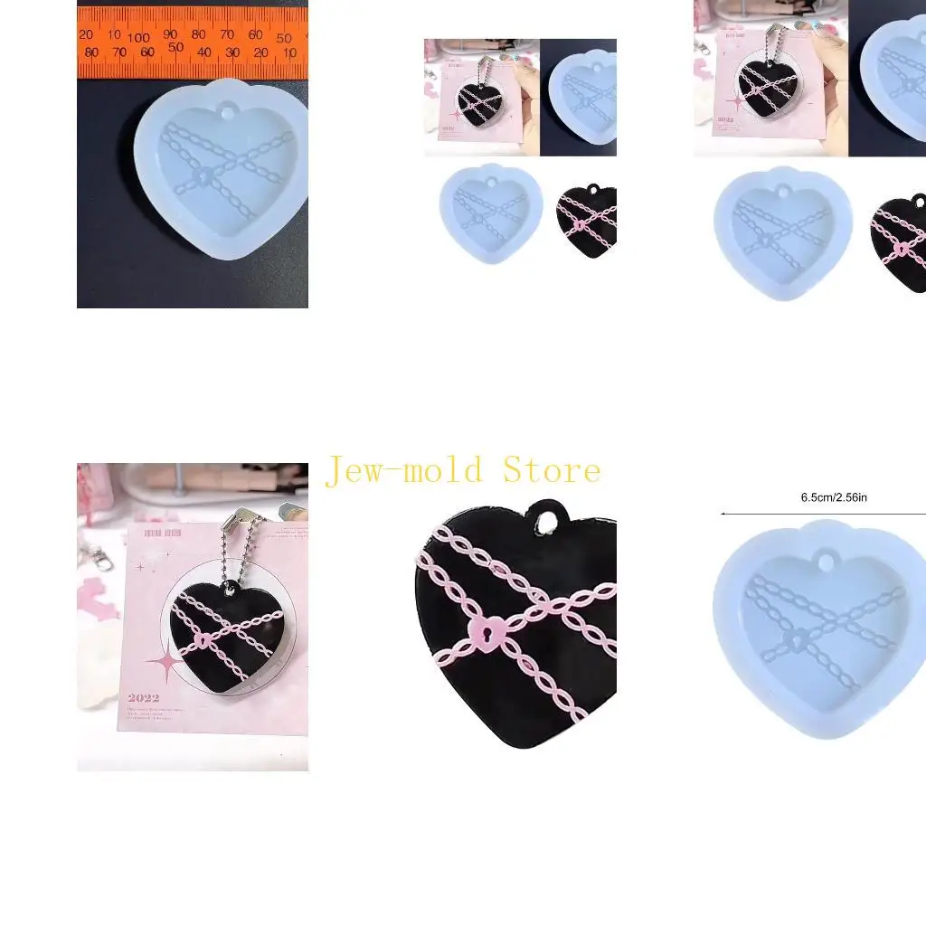 

C71B Heart Keychain Silicone Mold for DIY for Keychain Pendant Crafts Jewelry Making