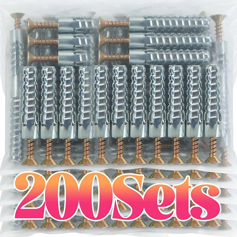 

200/10 компл. зубчатые саморезы, металлическая расширительная трубка, пробка для сверления труб для анкеров по бетонной стене, расширительный болт, крепеж