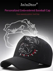 InlnDtor Outdoor Hip Hop Cartoon Bulldog Baseball Cap Beautifully Embroidered Street Trend Back Button Cap