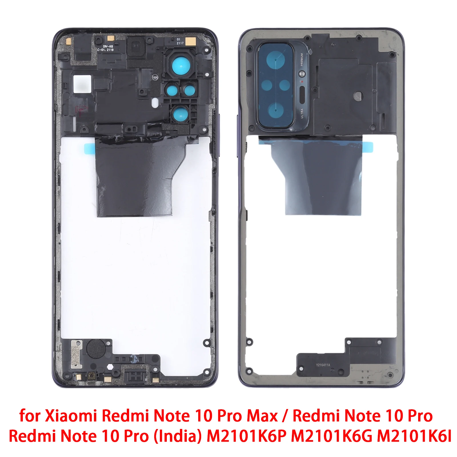 Placa de moldura de moldura do meio para Xiaomi, Mi Mix 3, Redmi 10X 5G, Redmi 10X Pro 5G, Redmi Note 10, M2101K7AI, M2101K7AG, Redmi Não