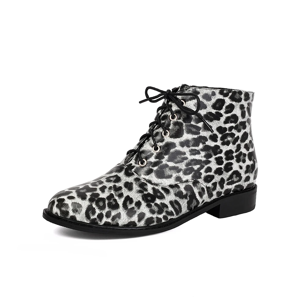 2026 Autumn Comfort Women Ankle Boots Lace up Round Toe Low Chunky Heel Lady Casual Shoes Large Plus Size 11 45 47 Non-slip