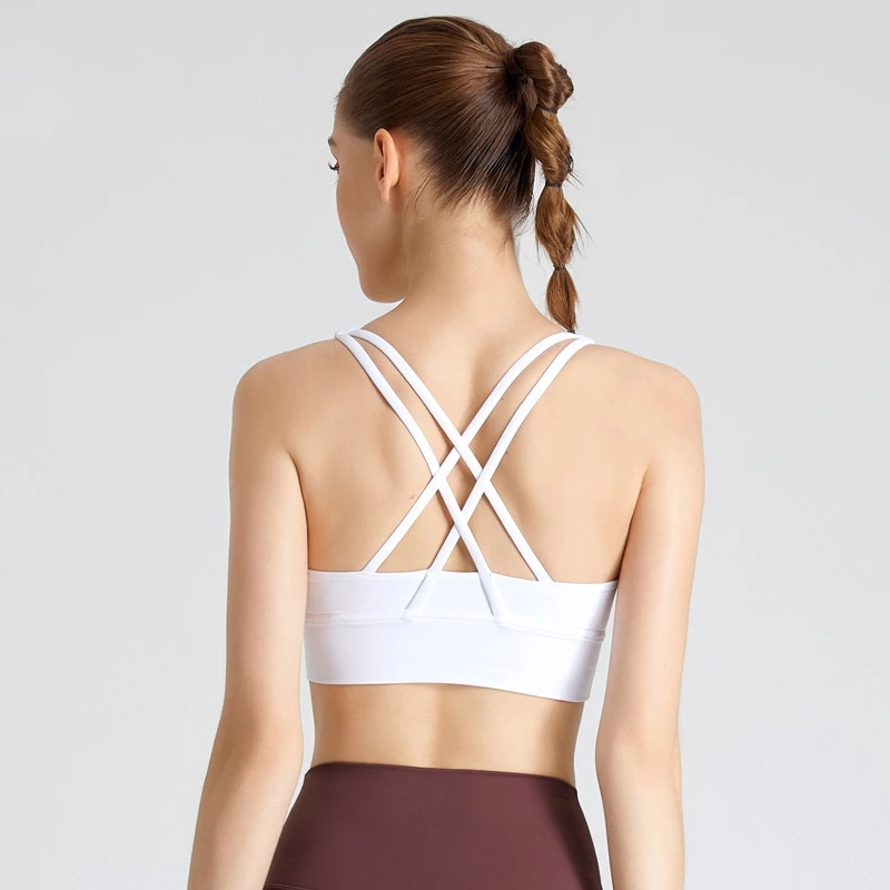 Sport Bra Women Gym Workout Top Cross Straps Yoga Clothes Crop Vest High Impact Fitness Bralette Push Up Running Tight Underwear