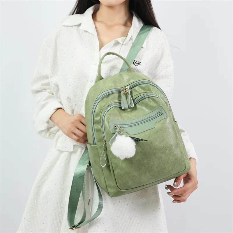 

​​2025 Fashion PU Leather Backpack Large Capacity Casual Rucksack Multi-Pocket Diaper Bag for Moms Students Stylish Lightweight​