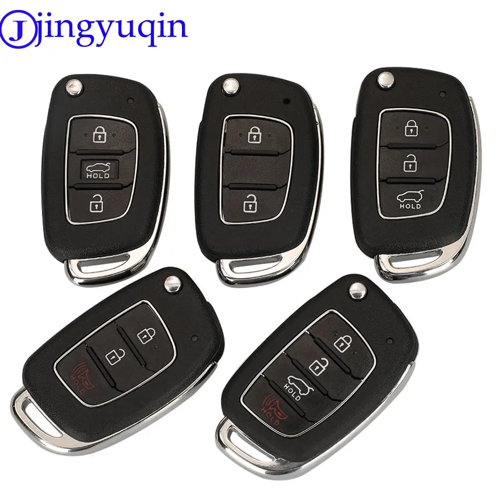 Jingyuqin 2/3/4-Tasten Klappschlüssel-Gehäuse für Hyundai Tucson Sonata Elantra Mistra Solaris Accent Santa Fe mit 4 Klingen-Typen