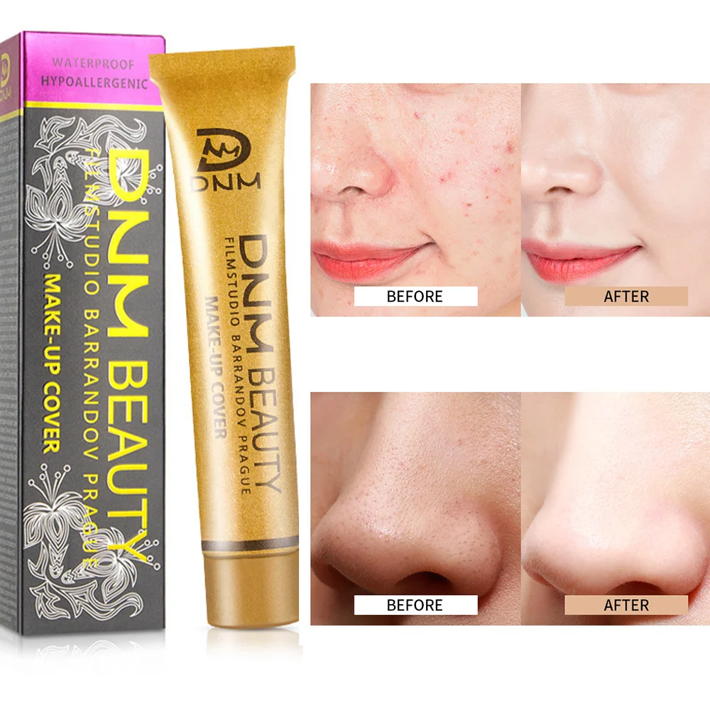 DNM Full Coverage Concealer Foundation Cream Moisturizing Waterproof Long Last Makeup Cover Blemish Dark Spots Even Skin Tone