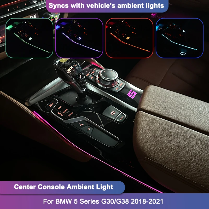 

Атмосферный светильник седла центральной консоли для BMW 5 серии G30 G38 530i 530Li 540i M550i 2018-2023 с OEM-синхронизацией окружающей среды