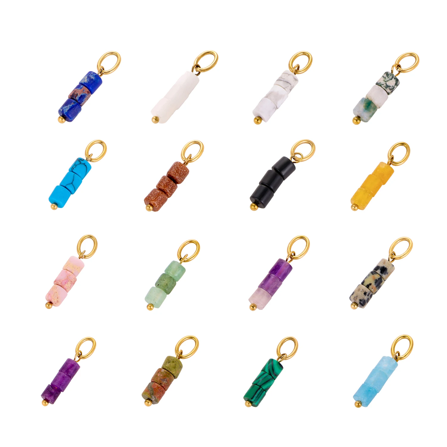 Naturstein im neuen Stil, glatter Anhänger, vergoldeter Naturstein-Charm-Anhänger für DIY-Halsketten und Armbänder, Schmuck