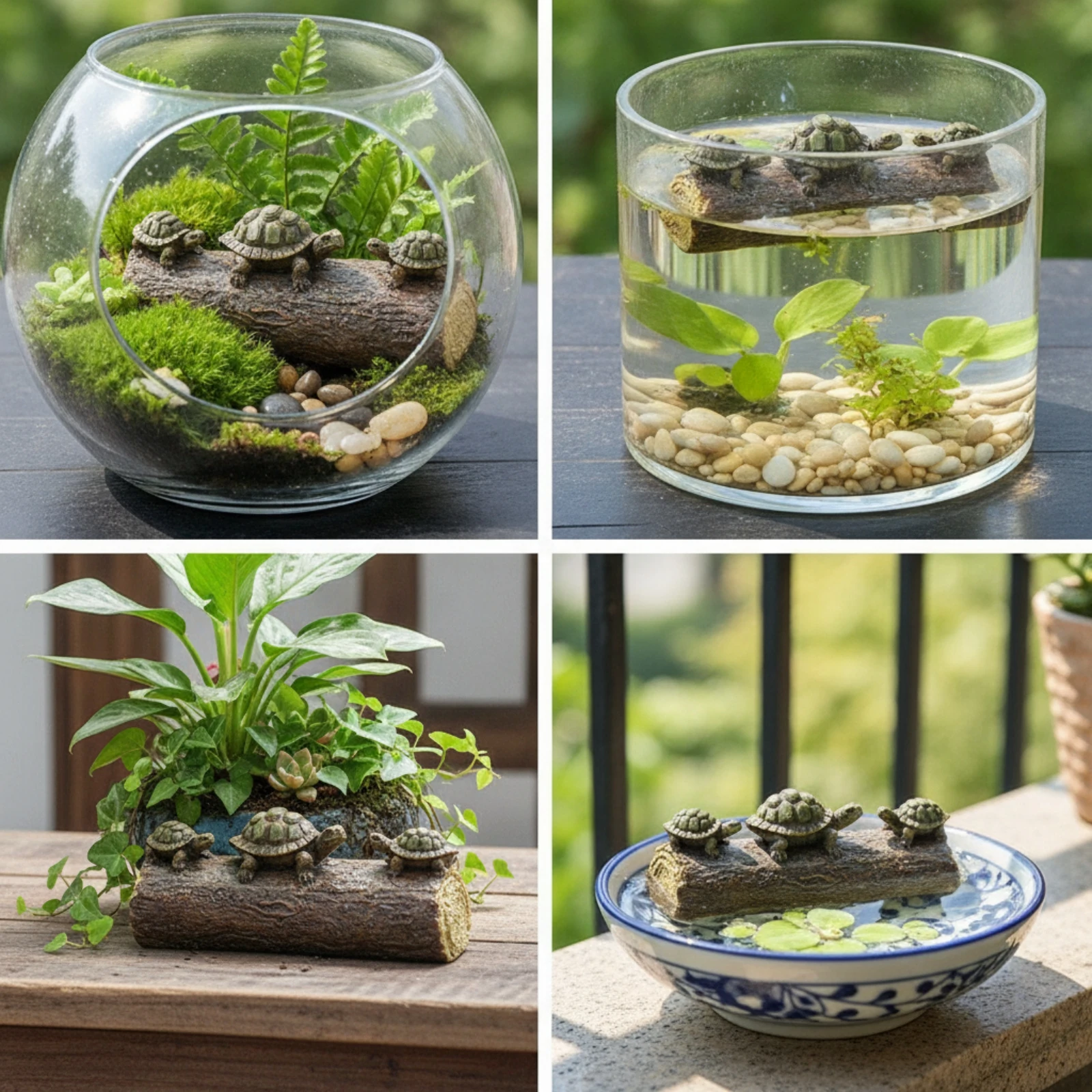 Log Ornament with Turtles Weather-Resistant Turtle Pond Statue Pond Turtle Statue Miniature Resin Log Figurine Realistic