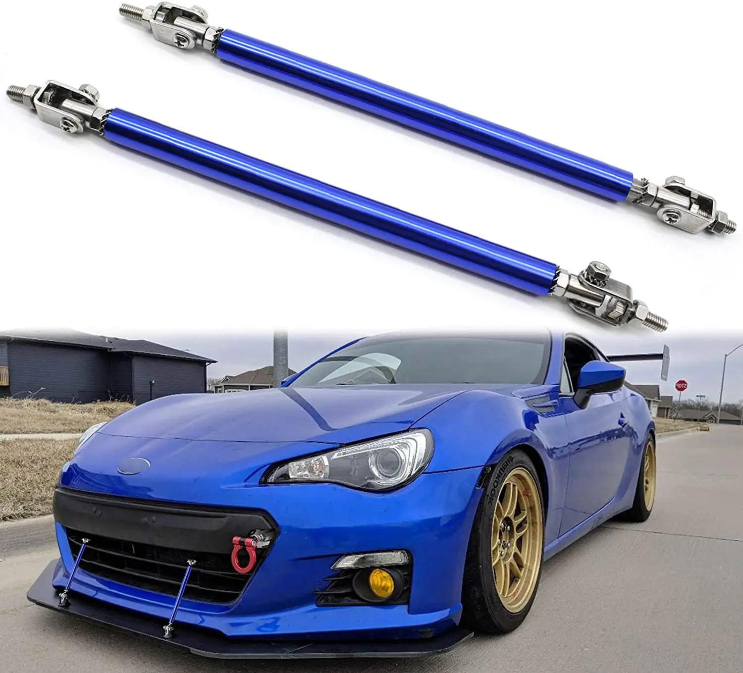 2psc Universal Racing Adjustable Front Rear Bumper Lip Splitter Support Bar / pull rod Kit Racing 150mm/200mm