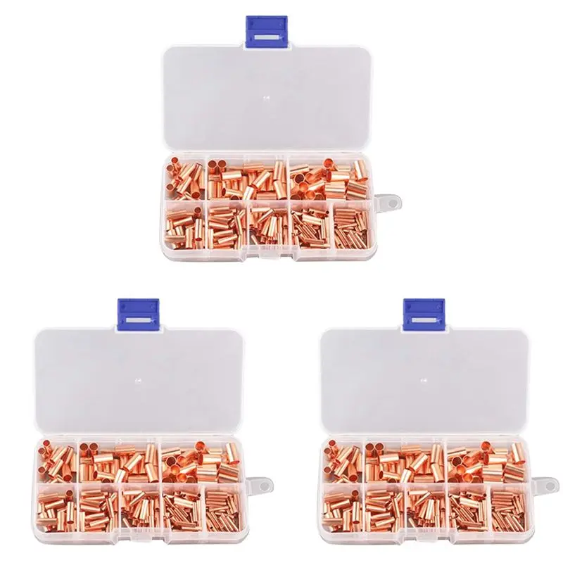 BAAJ-750Pcs GT Copper Connecting Pipe Wire Joint Small Copper Tube Terminal Cable Lug Bootlace Ferrule Kit