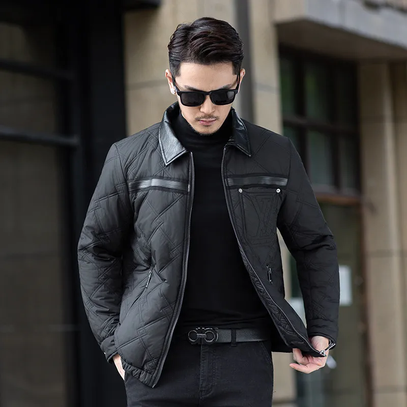 

Thiened Fce Lined Casual Sle Men's Cotton Jaet Stand Collar Busin Casual Warm Faionable Stand Fit Winter Coat