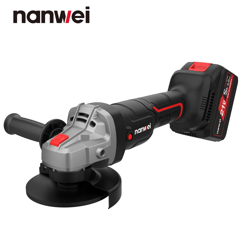 Nanwei-brushless Li-ion Angle Grinder sem Fio Polidor Moedor Máquina de Corte 21v
