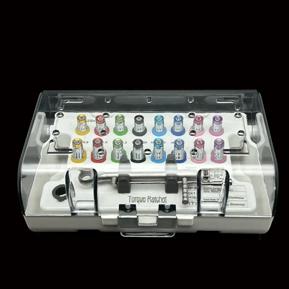 

Dental Implant Screwdriver Universal Hand Driver with Autoclavable Box for Implant Torque Wrench and Prosthetic Tool Kit
