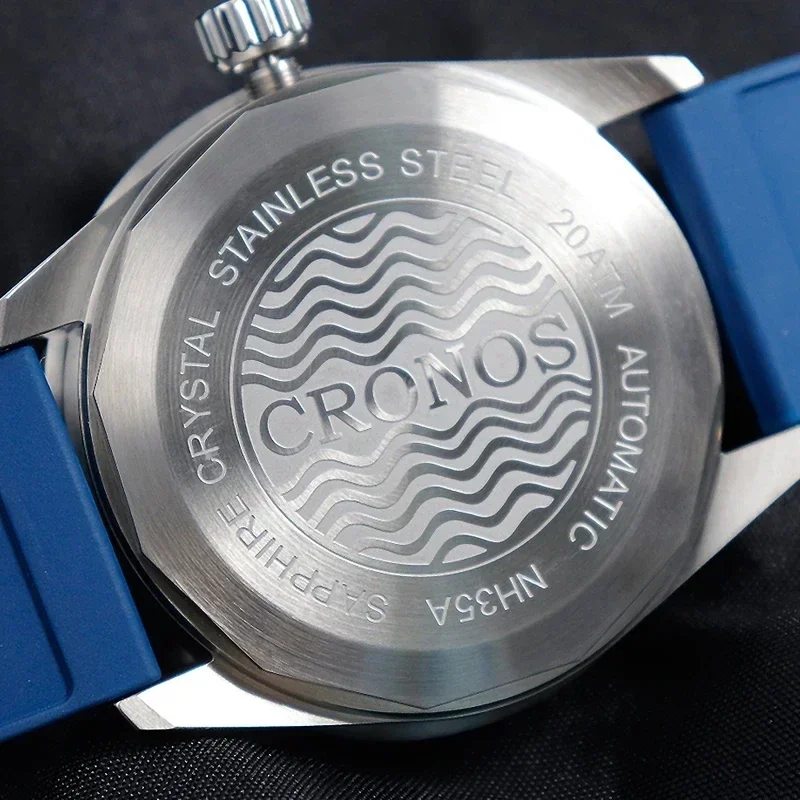 Cronos 50-Fathoms Watch For Men C3 Luminous Convex Nail Automatic NH35 Movement 200M Waterproof Resistant Rotating Ceramic Bezel