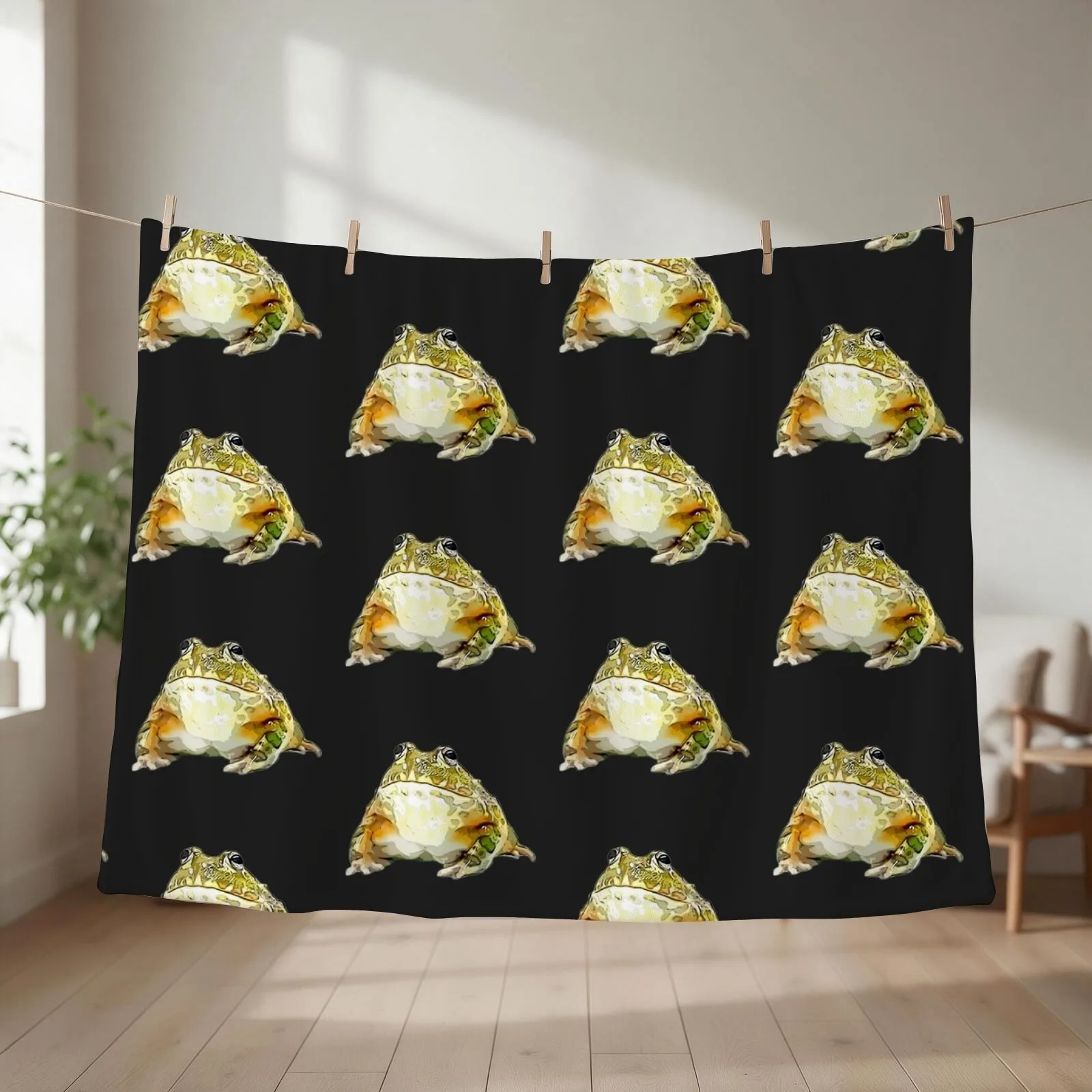 Bullfrog Croak Frog Funny Cute Angry Throw Blanket couch cozy soft plush fuzzy picnic outdoor blanket