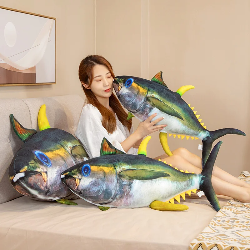Giant Simulation Tuna Fish Plush Toy Stuffed Soft Animal Fish Plush Pillow Cute Sofa Pillow Cushion Gift Home Decor