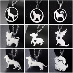 Unift Cute Dog Puppy Pendant Necklaces for Women Girl Stainless Steel Animal Choker Neck Chain Fashion Lovely Pet Lover Jewelry