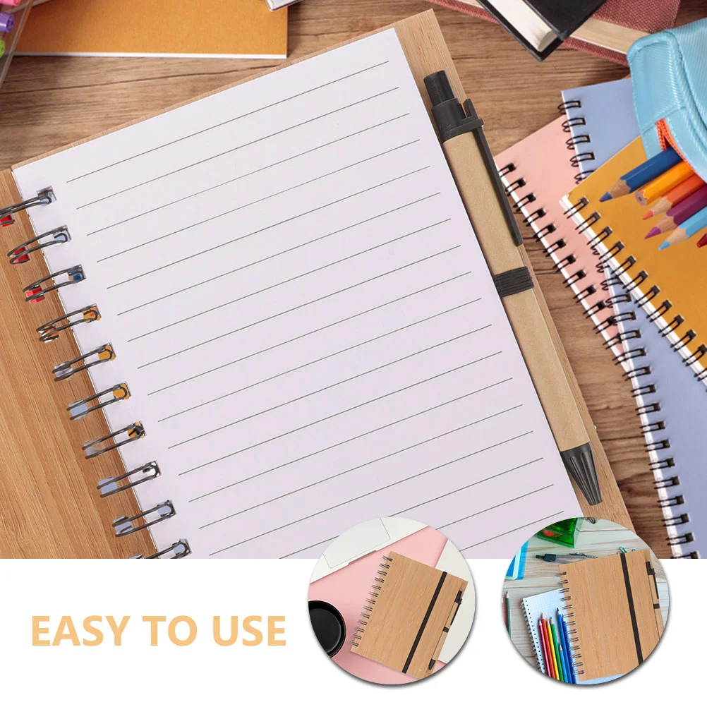 Bamboo Notebook Office Memo Pads Multi-function Notepad Spiral Notepads Compact Daily Use