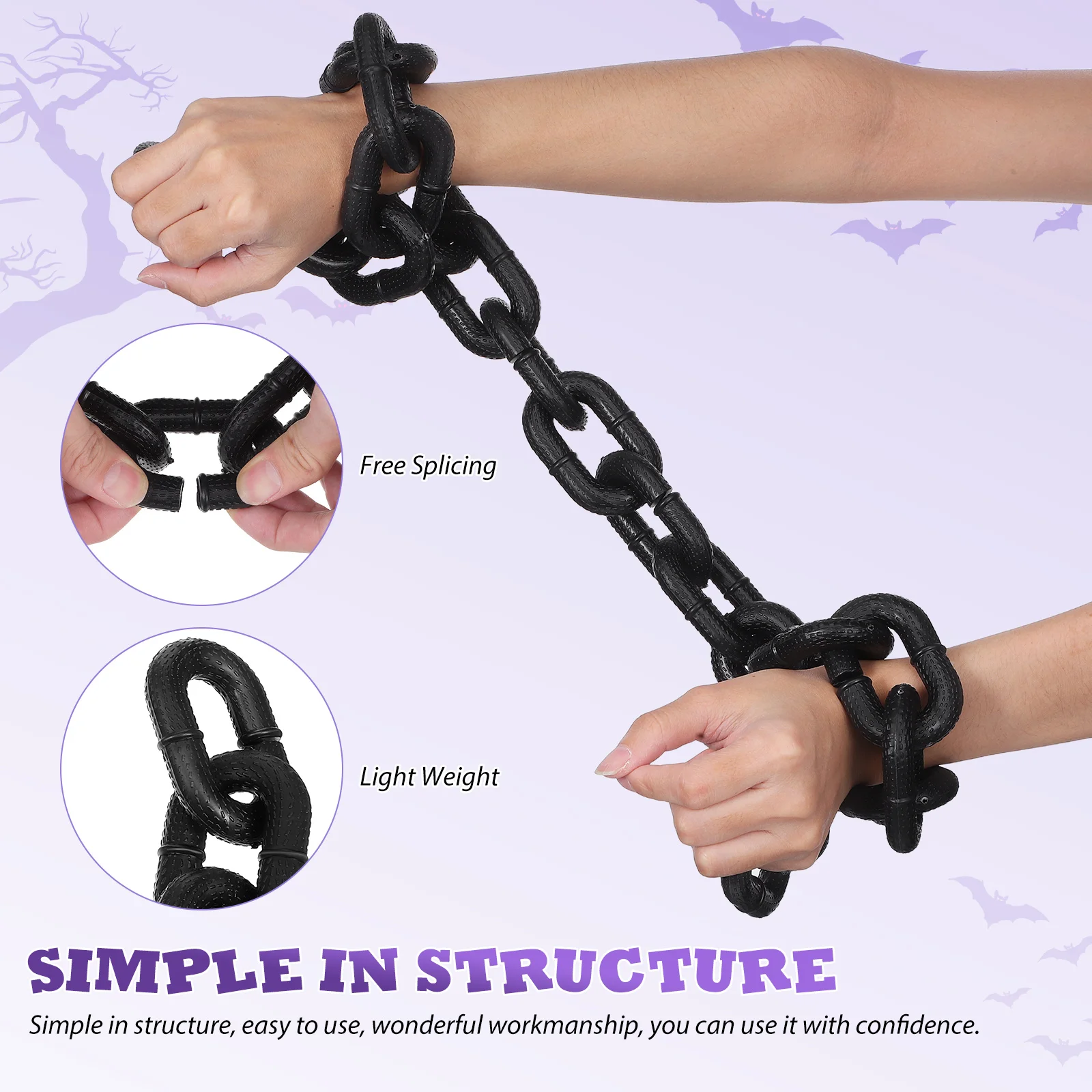 دعامة حديدية واقعية خفيفة الوزن للهالوين سلسلة وهمية لحفلات الأزياء المسكونة لتزيين المنزل سلسلة بلاستيكية