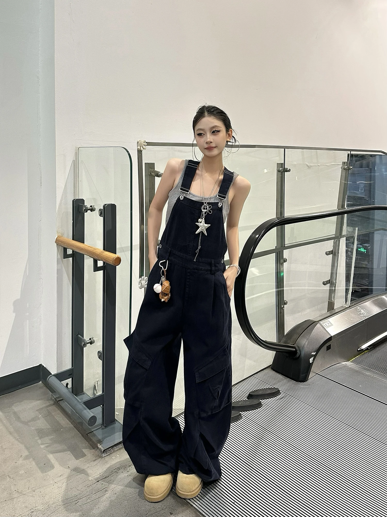 Pantalones de trabajo Retro americanos para mujer, pantalones informales sueltos de gama alta, monos de pierna ancha a la moda, cómodos con cintura en L