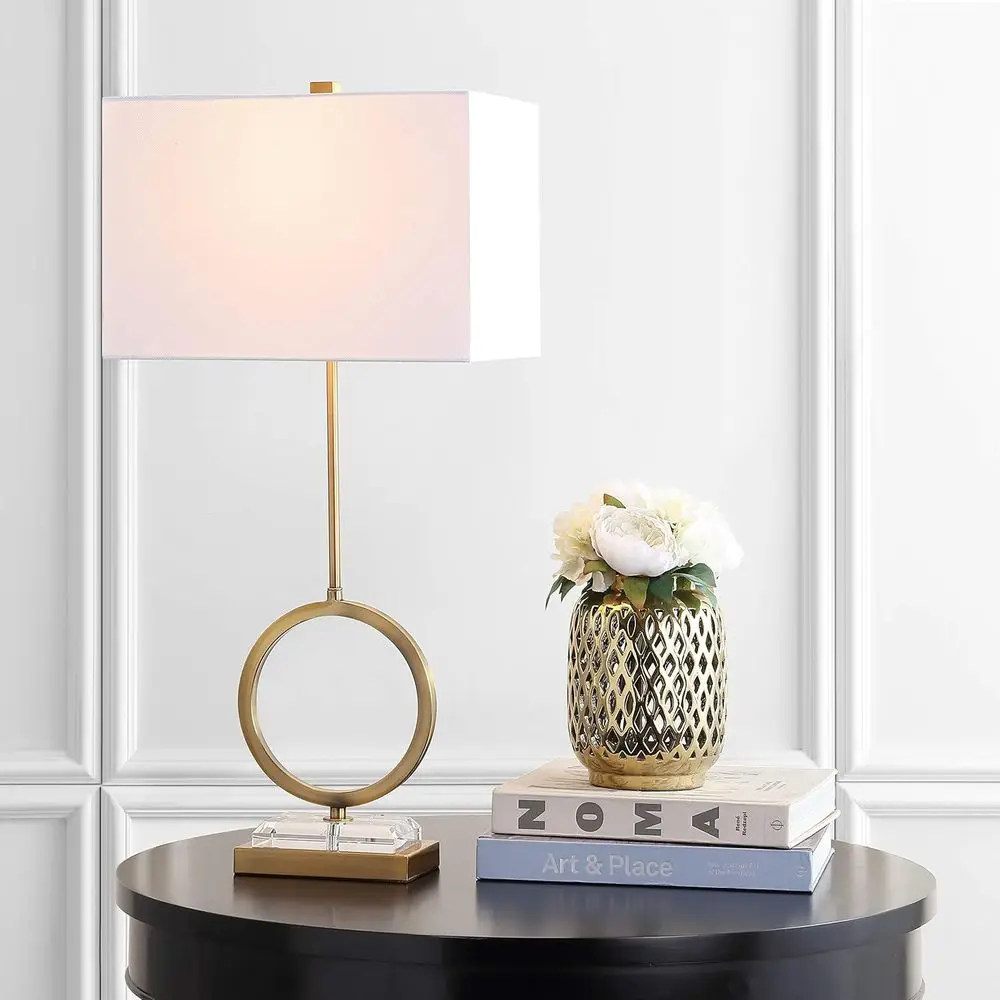 32-inch Clear/Brass Gold Table Lamp Set of 2 for Bedroom, Living Room, Home Office with LED Bulbs Included