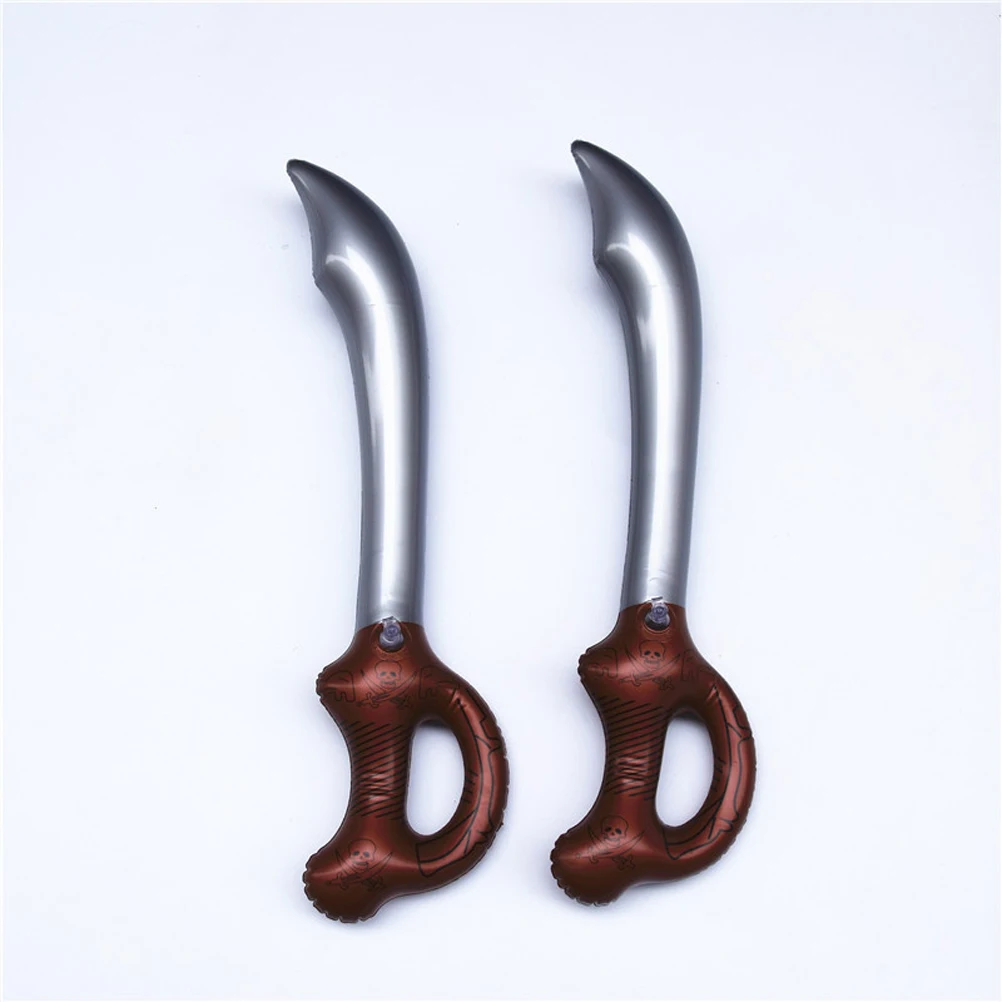 4 قطع من سيف القراصنة القابل للنفخ، دعائم تزيين الهالوين، إكسسوارات تنكرية، مقبض أسود بني للأطفال، ألعاب قابلة للنفخ