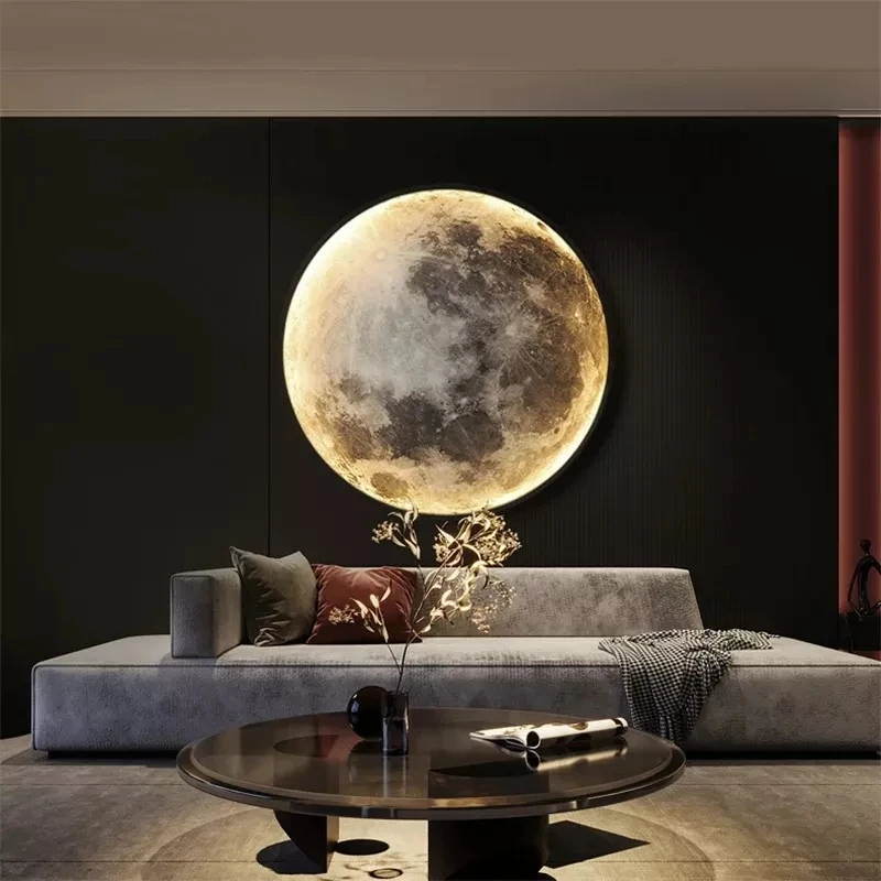 

Art Moon Led Wall Lamp Aisle Corridor Mural Art Sconce Foyer Hallway Gallery Background Decoration Kid Bedroom Bedside Light