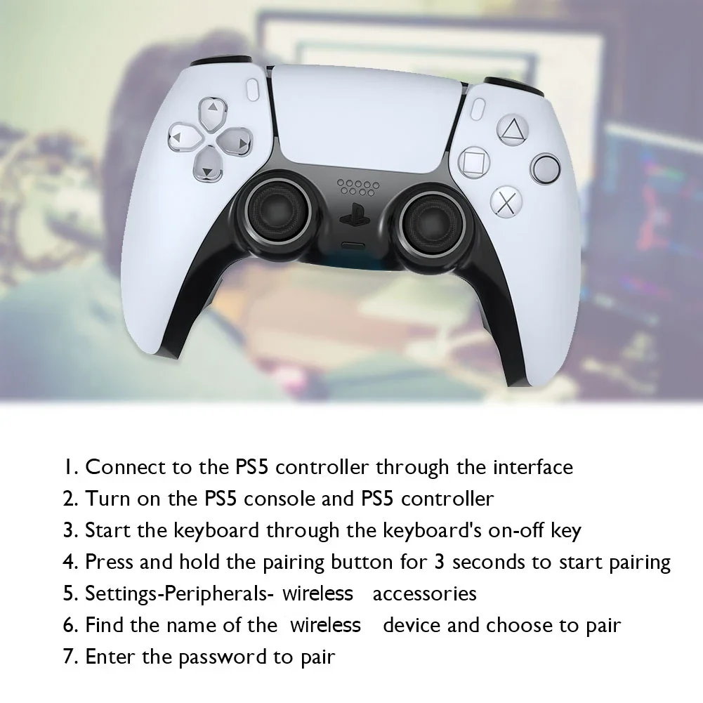 Wireless Gaming Keypad Handle 3.5mm Wireless Controller Chat Pad Bluetooth-compatible 3.0 for Sony PS5 Gamepad Mount Mini Keypad